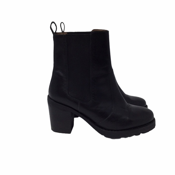 H&M black leather chunky heel ankle Boots - Picture 3 of 13